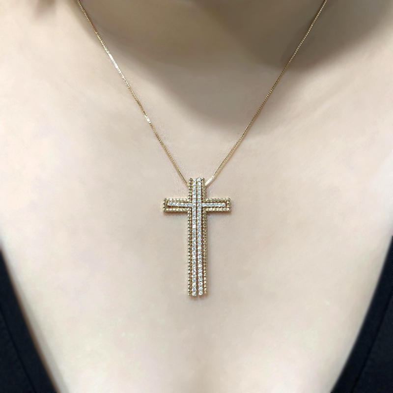Luxury Cubic Zirconia Cross Necklace Gold Chain Big Pendant Choker Necklaces Fashion Jewelry Gifts For Women CZ Lady accessories
Luxury Cubic Zirconia Cross Necklace Gold Chain Big Pendant Choker Necklaces Fashion Jewelry Gifts For Women CZ Lady accessories