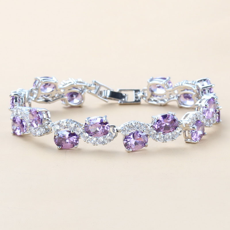 Silver Color Natural Purple Crystal CZ Link Chain Bracelet Length 19CM For Women Wedding Jewelry
Silver Color Natural Purple Crystal CZ Link Chain Bracelet Length 19CM For Women Wedding Jewelry