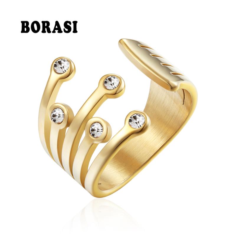 BORASI New Stainless Steel Rings For Women Classic Style Ring Cubic Zirconia Gold Color Fashion Jewelry Party Gift Wedding Band
BORASI New Stainless Steel Rings For Women Classic Style Ring Cubic Zirconia Gold Color Fashion Jewelry Party Gift Wedding Band