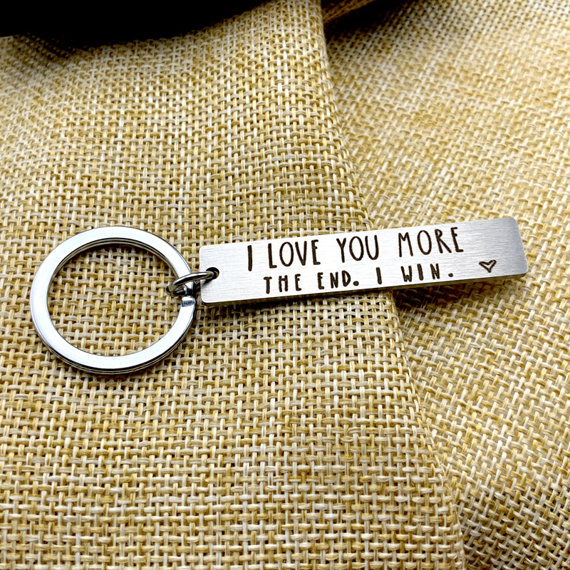 Lovers Keychain Man Creative Key Chain Letter I Love You More The End I Win Woman Silver Color Key Ring Stainless Pendant Brelok
Lovers Keychain Man Creative Key Chain Letter I Love You More The End I Win Woman Silver Color Key Ring Stainless Pendant Brelok