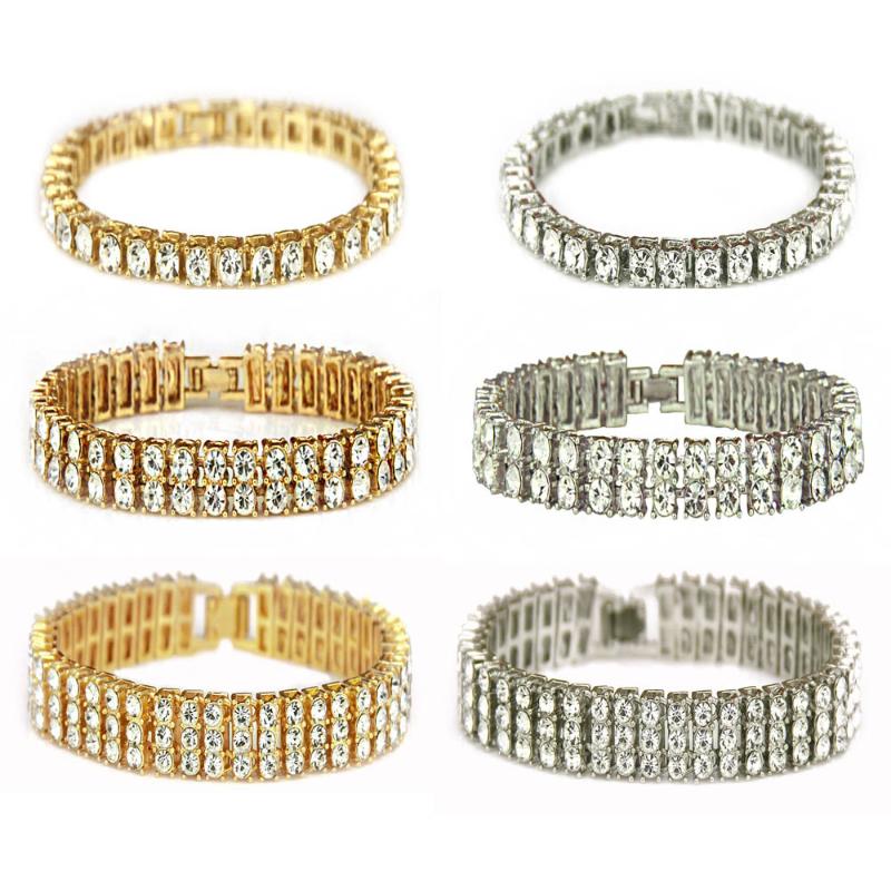 Men Cubic Zirconia Bracelets Trendy Hip Hop Bling Bling Iced Out Bangle Punk Jewelry Accessories Gold Silver-Plated 
Men Cubic Zirconia Bracelets Trendy Hip Hop Bling Bling Iced Out Bangle Punk Jewelry Accessories Gold Silver-Plated