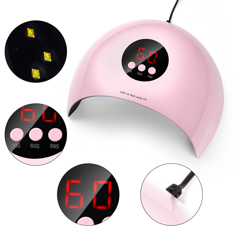 24W UV LED Nail Lamp with 12Pcs Leds For Manicure Gel Nail Dryer Drying Polish Lamp 30s/60s/99s Cure Tools For Gel Varnish, As06590
24W UV LED Nail Lamp with 12Pcs Leds For Manicure Gel Nail Dryer Drying Polish Lamp 30s/60s/99s Cure Tools For Gel Varnish, As06590