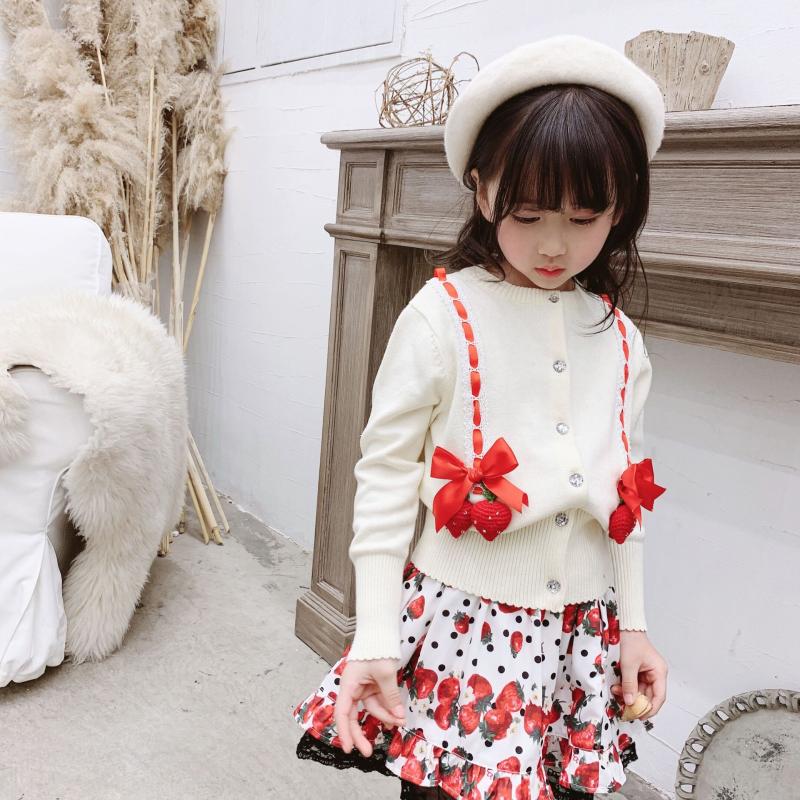 baby cardigans cherry bow design kids girls outwear, Beige