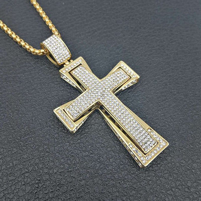 Hip Hop Full Rhinestones Paved Bling Iced Out Stainless Steel Big Cross Pendant Necklace for Men Rapper Jewelry Drop Shipping
Hip Hop Full Rhinestones Paved Bling Iced Out Stainless Steel Big Cross Pendant Necklace for Men Rapper Jewelry Drop Shipping