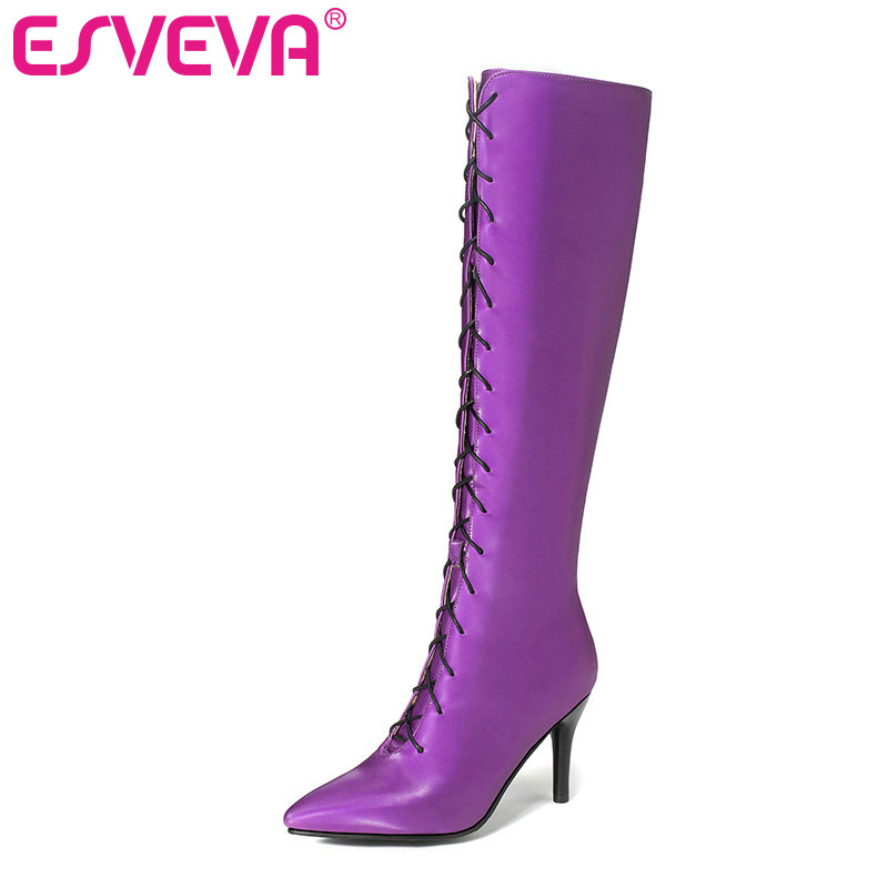 ESVEVA 2020 Shoes Women Knee-high Boots Thin High Heel Winter PU Leather Boots Shoes Size 34-43 Winter Motorcycle, Black
ESVEVA 2020 Shoes Women Knee-high Boots Thin High Heel Winter PU Leather Boots Shoes Size 34-43 Winter Motorcycle, Black