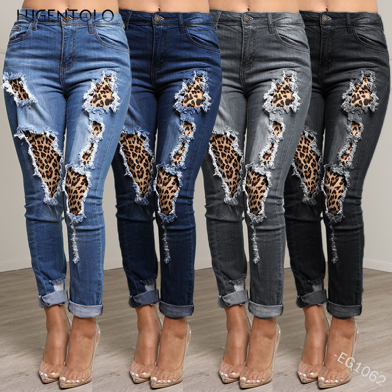 Lugentolo Spring Women Slim-Fit Jeans New Ripped Stitching Leopard Pants Loose Casual Female Street Fashion Long Jeans, Black
Lugentolo Spring Women Slim-Fit Jeans New Ripped Stitching Leopard Pants Loose Casual Female Street Fashion Long Jeans, Black