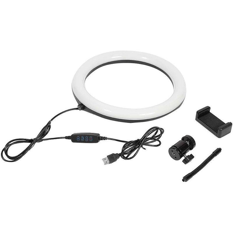 Photography LED Selfie Ring Light 26cm Three-Speed Stepless Lighting Dimmable with Cradle Head for Makeup Video Live Studio
Photography LED Selfie Ring Light 26cm Three-Speed Stepless Lighting Dimmable with Cradle Head for Makeup Video Live Studio