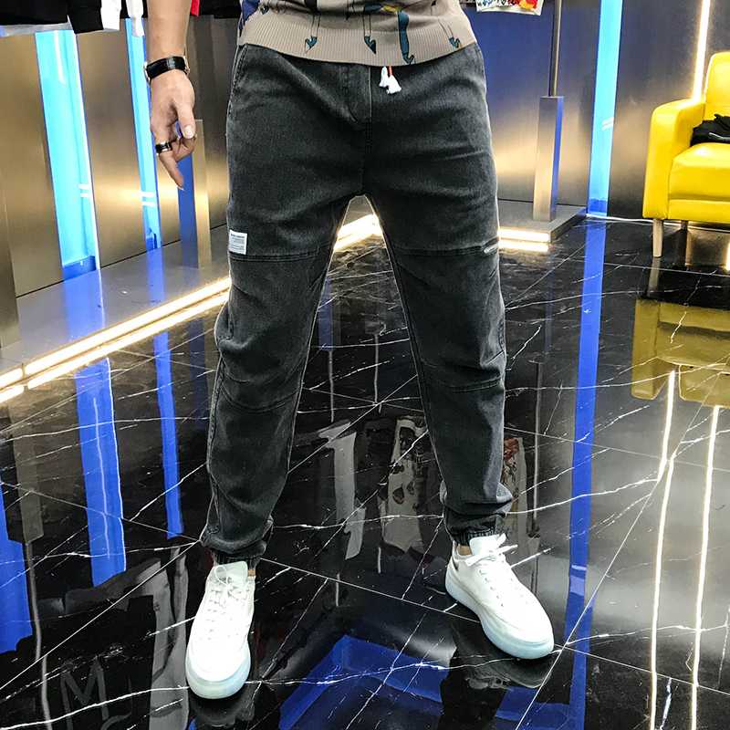 2020 men's Korean autumn new fashion pure color versatile elastic handsome mid waist lace up casual versatile jeans fashion man, Black
2020 men's Korean autumn new fashion pure color versatile elastic handsome mid waist lace up casual versatile jeans fashion man, Black