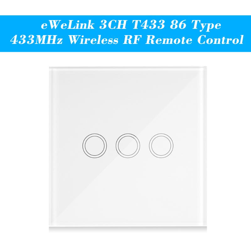 EWeLink Switch T433 86 Type Wall Touch Panel Sticky 433MHz Wireless RF Remote Control Transmitter Automation Modules 1/2/3 Gang
EWeLink Switch T433 86 Type Wall Touch Panel Sticky 433MHz Wireless RF Remote Control Transmitter Automation Modules 1/2/3 Gang