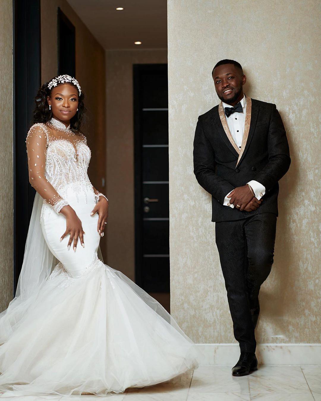 2021 Arabic Aso Ebi Mermaid Wedding Dresses Long Sleeves Lace Beaded Bridal Gowns Sheer Plus Size Wedding Dress