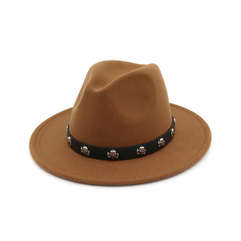 Men Women Wool Fedora Hat With Skull Rivet Leather Wide Brim Hat Panama Jazz, Black
Men Women Wool Fedora Hat With Skull Rivet Leather Wide Brim Hat Panama Jazz, Black