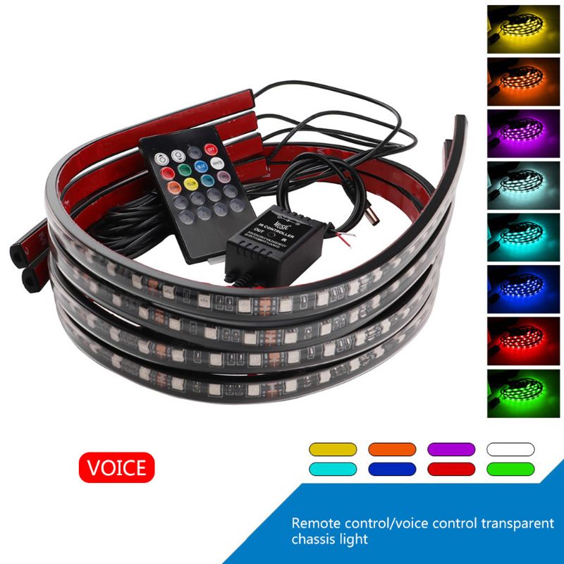 4Pcs Car Underglow Flexible Strip LED Remote Control RGB Decorative Atmosphere Lamp Underglow Underbody Neon Light 
4Pcs Car Underglow Flexible Strip LED Remote Control RGB Decorative Atmosphere Lamp Underglow Underbody Neon Light