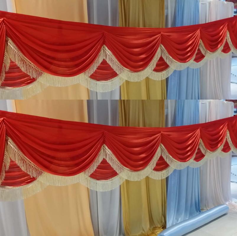 Double layer 6m long ice silk fabric wedding swag with tassel curtain for table skirt party banquet birthday backdrop decoration
Double layer 6m long ice silk fabric wedding swag with tassel curtain for table skirt party banquet birthday backdrop decoration