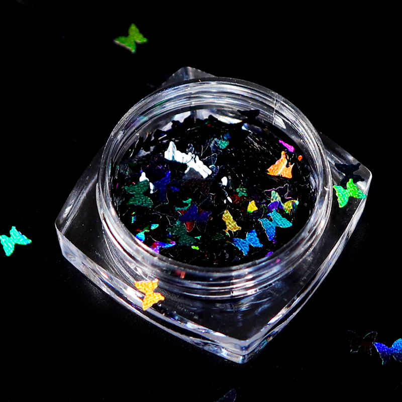 Nail Glitter 4 Boxes/Set Holographic Butterfly 3D Gold Laser Sequins Spangles Nails Art Decoration Polish Manicure Accessories