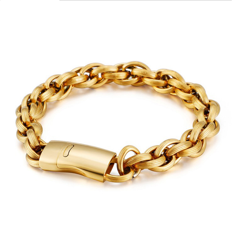 Luxury Gold Color Rope Chain Mens Bracelets For Women Solid Punk Stainless Steel Men's Women's Biker Bracelet Unisex Jewelry
Luxury Gold Color Rope Chain Mens Bracelets For Women Solid Punk Stainless Steel Men's Women's Biker Bracelet Unisex Jewelry