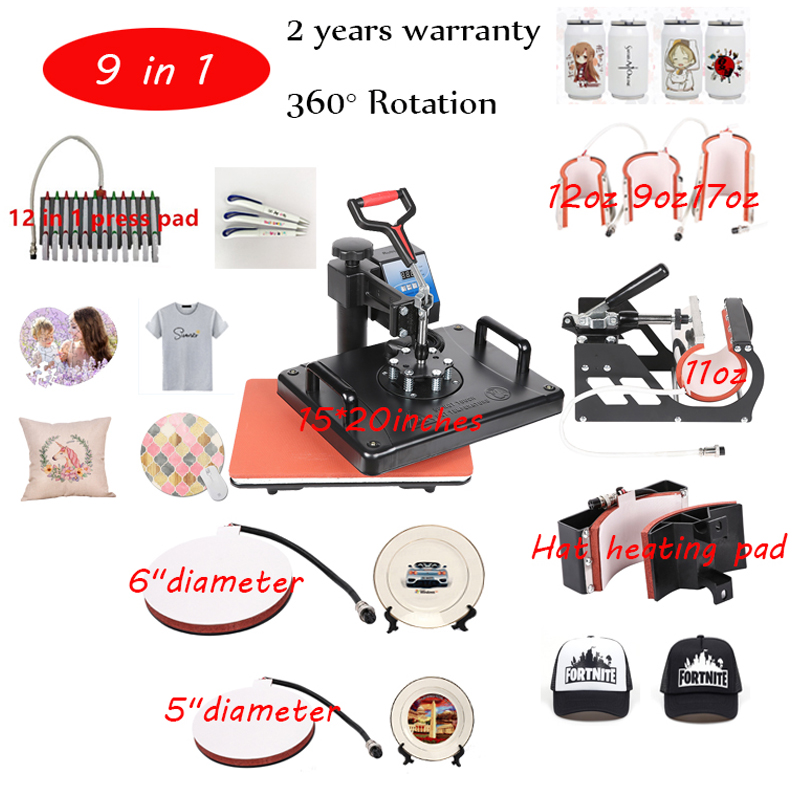 9 In 1 Combo Multifunctional Sublimation Hot Press Machine, Heat Transfer Printer for Cups / Caps / Pen
9 In 1 Combo Multifunctional Sublimation Hot Press Machine, Heat Transfer Printer for Cups / Caps / Pen