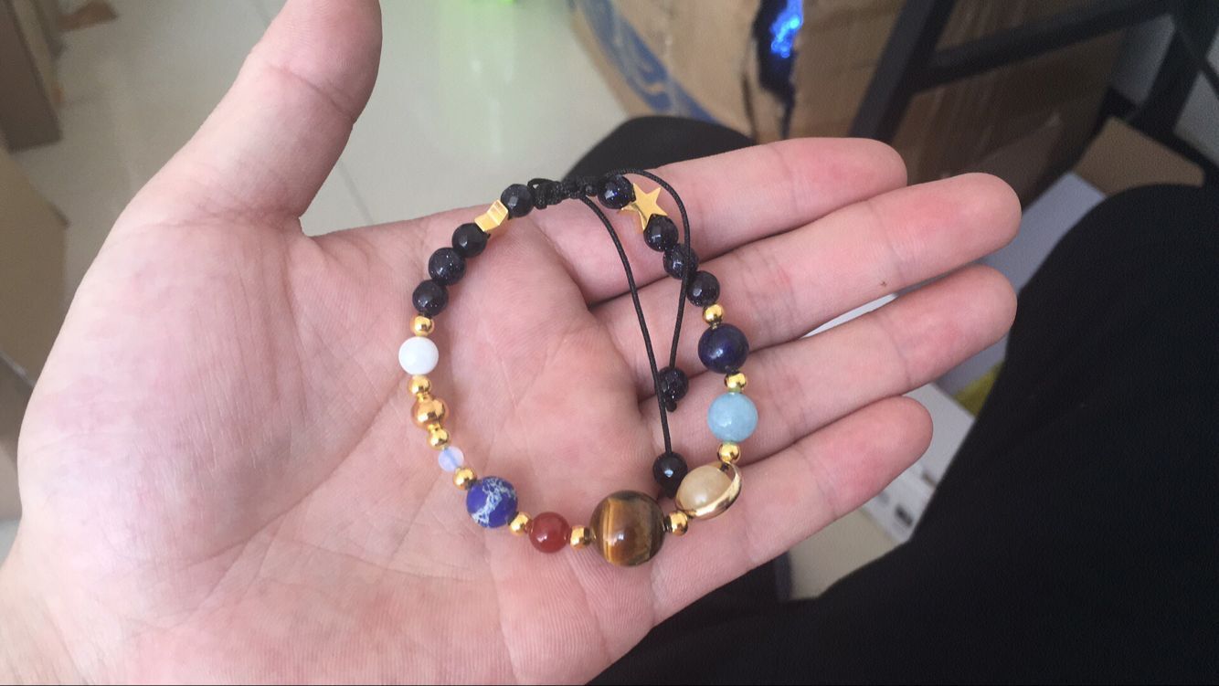 The Eight Planet Bracelet Solar System Universe Galaxy Bracelet Adjustable Natural Stone Bead Bracelet Bangle for Women Girls