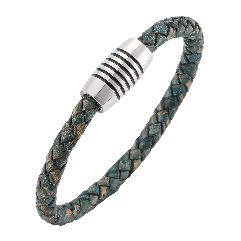 Charm Bracelets Vintage Men Jewelry Green Braided Leather Rope Bracelet Handmade Stainless Steel Magnet Clasp Fashion Bangle Gift SP0245
Charm Bracelets Vintage Men Jewelry Green Braided Leather Rope Bracelet Handmade Stainless Steel Magnet Clasp Fashion Bangle Gift SP0245