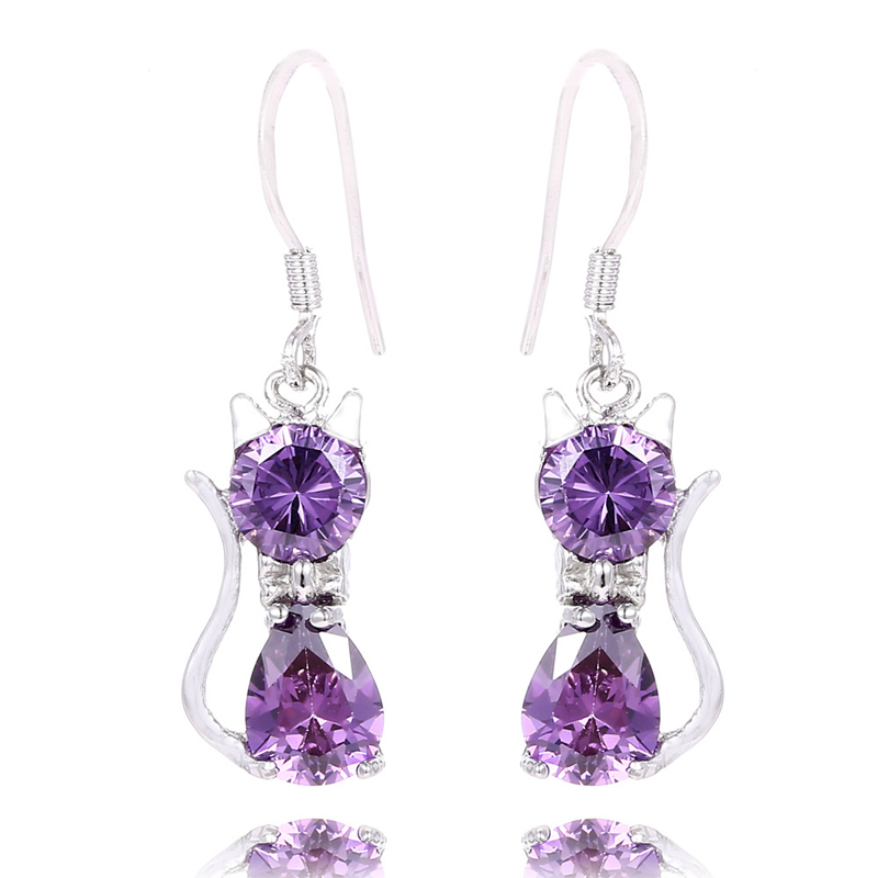 SHUANGR silver color Austrian Zircon Green Stone Crystal Cat Dangle Earrings For Women Party Jewelry Gifts 11 Color
SHUANGR silver color Austrian Zircon Green Stone Crystal Cat Dangle Earrings For Women Party Jewelry Gifts 11 Color