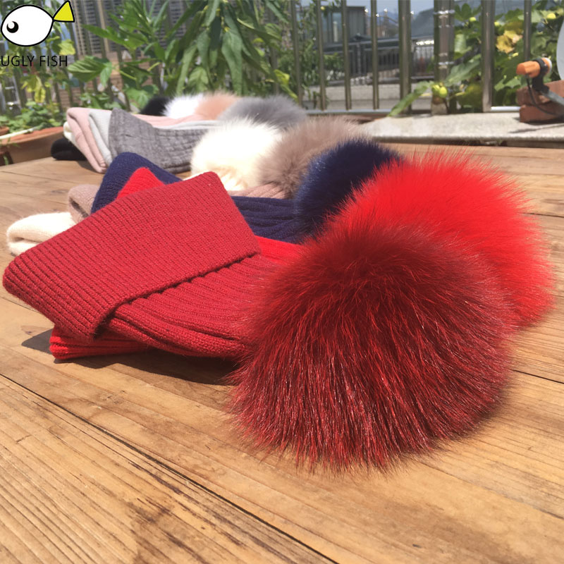 Skullies & Beanies knit ski and beanie pompon women winter pompon hat for women hat knitted winter cap fur knitted