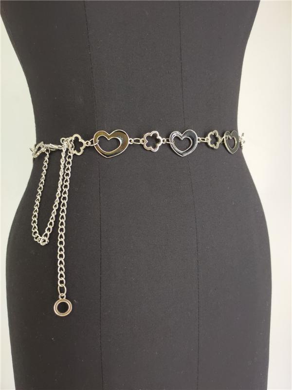 European and American ins best selling geometric pendant hollow five petal flower concentric love combination waist chain, Black
European and American ins best selling geometric pendant hollow five petal flower concentric love combination waist chain, Black