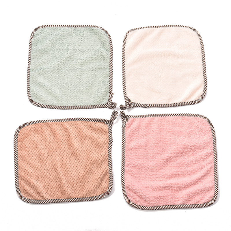 Wholesale Kitchen Cleaning Towels Square Household Soft Coral Fleece Dishcloth Washing Towels Cleaning Dish Cloths Paño De Cocina