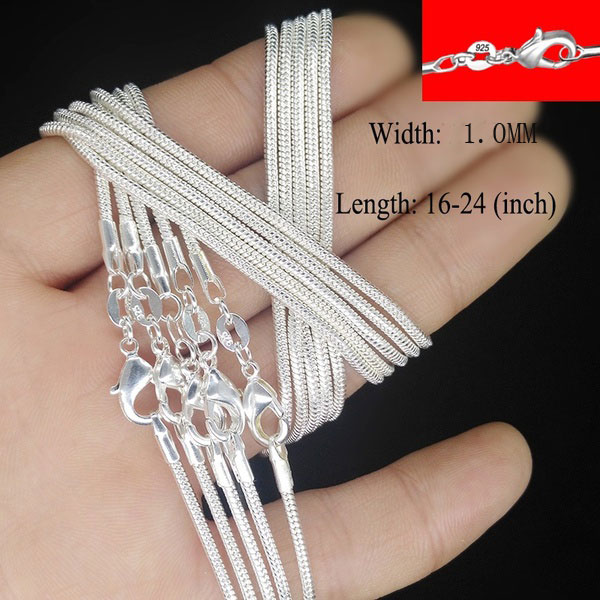 10pcs/ lot high quality promotion wholesale women jewelry silver plated snake chain fashion pendant chain 16 18 20 22 24
10pcs/ lot high quality promotion wholesale women jewelry silver plated snake chain fashion pendant chain 16 18 20 22 24