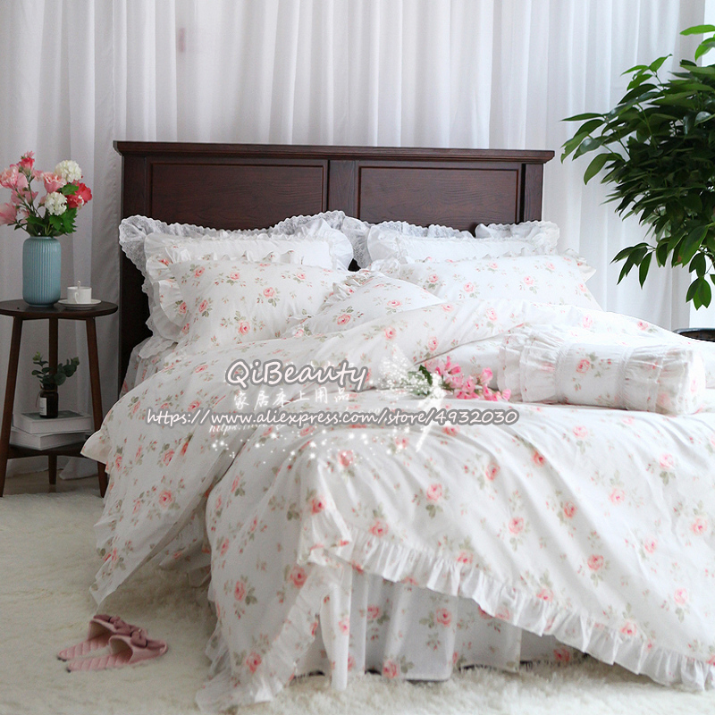 QiBeauty European pastoral pink rose lotus leaf four-piece cotton quilt cover bedding set Ruffle duvet sheet bedspread, F001
QiBeauty European pastoral pink rose lotus leaf four-piece cotton quilt cover bedding set Ruffle duvet sheet bedspread, F001