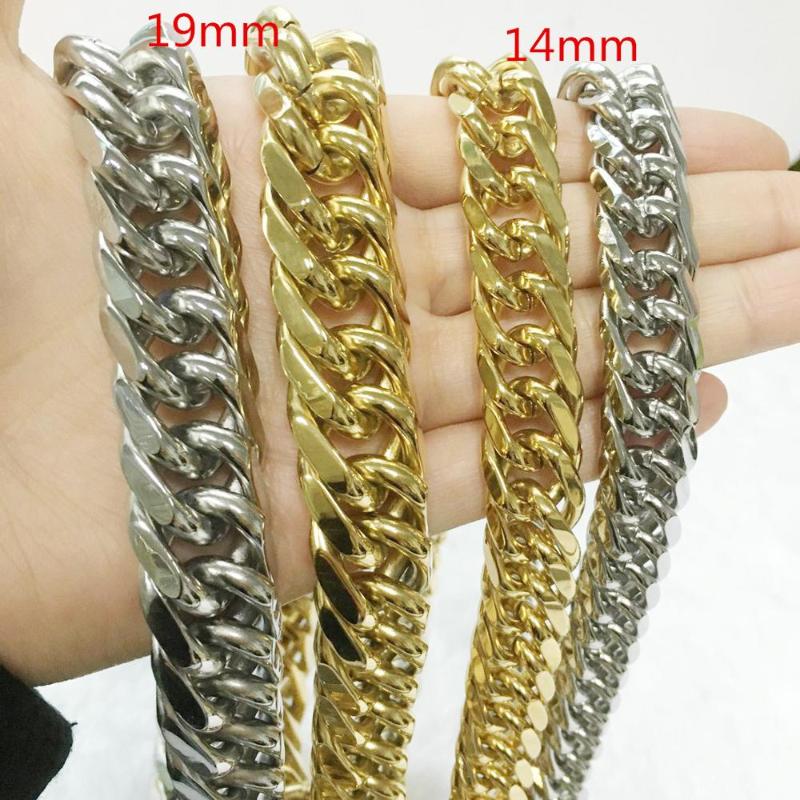 Granny Chic Heavy Huge Polished Necklace Mens Chain Cut Curb Cuban Link 316L Stainless Steel Silver Color/Gold Color 14/19mm
Granny Chic Heavy Huge Polished Necklace Mens Chain Cut Curb Cuban Link 316L Stainless Steel Silver Color/Gold Color 14/19mm