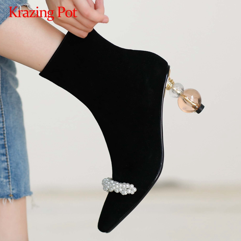 Krazing pot french romantic real leather beading crystal square toe high heel zipper fairy beauty lady gorgeous ankle boots L41, Cow leather
Krazing pot french romantic real leather beading crystal square toe high heel zipper fairy beauty lady gorgeous ankle boots L41, Cow leather