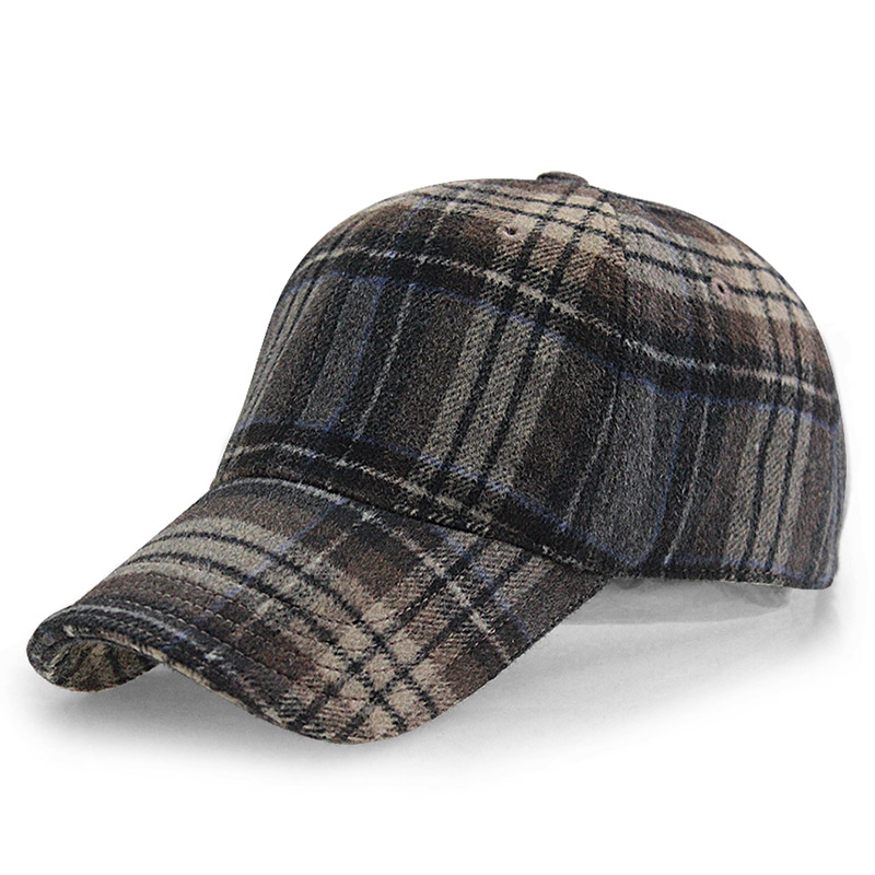 Ball Caps Winter Plaid Woolen Baseball Cap Men Women Cotton Snapbacks Hats