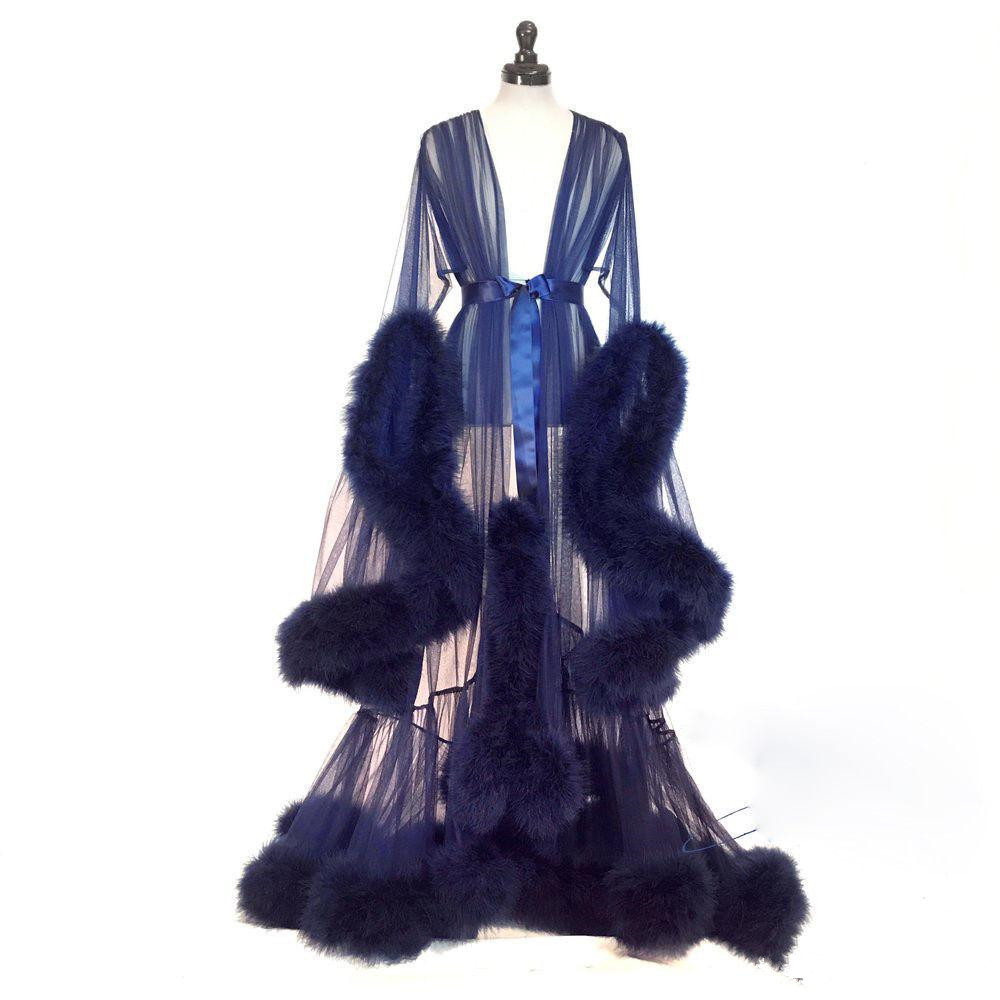 Sexy Women Winter Sexy Faux Fur Lady Sleepwear Women Bathrobe Sheer Nightgown Red White Gray Robe Prom Bridesmaid Shawel