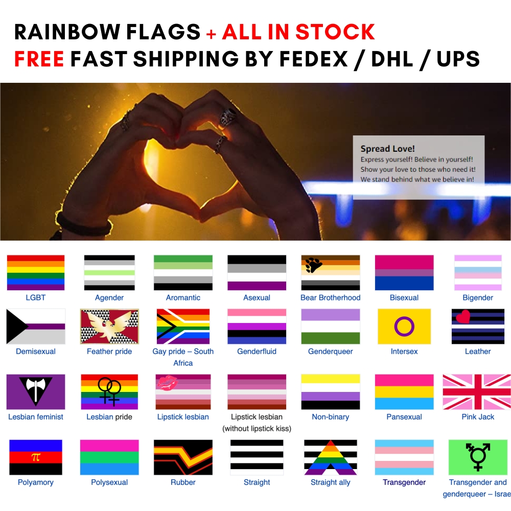 Different LGBT Rainbow Flags 3x5FT 90x150cm Lesbian Gay Parade Banners LGBT Pride Flag Polyester Colorful Rainbow Flag for Decoration
Different LGBT Rainbow Flags 3x5FT 90x150cm Lesbian Gay Parade Banners LGBT Pride Flag Polyester Colorful Rainbow Flag for Decoration
