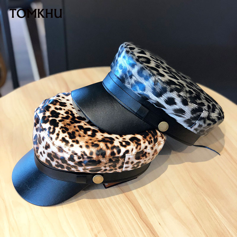 New Autumn Winter Flat-top Hat For Women Korean PU Leather Leopard Print Navy Octagonal Hats British Style Sombrero Mujer Visors, Style 2
New Autumn Winter Flat-top Hat For Women Korean PU Leather Leopard Print Navy Octagonal Hats British Style Sombrero Mujer Visors, Style 2