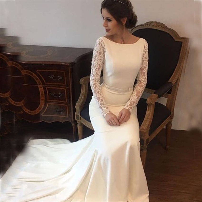 NUOXIFANG Elegant Mermaid Wedding Dresses Long Lace Sleeves Satin Bridal Gowns Backless Vestidos De Novia Simple Beach Dresses, White
NUOXIFANG Elegant Mermaid Wedding Dresses Long Lace Sleeves Satin Bridal Gowns Backless Vestidos De Novia Simple Beach Dresses, White