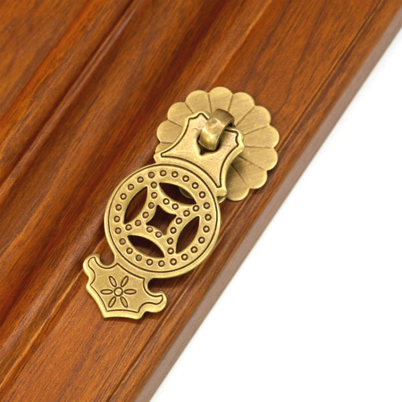 2 pcs Chinese antique drawer knob furniture door handle hardware Classical wardrobe cabinet shoe closet cone vintage pull ring