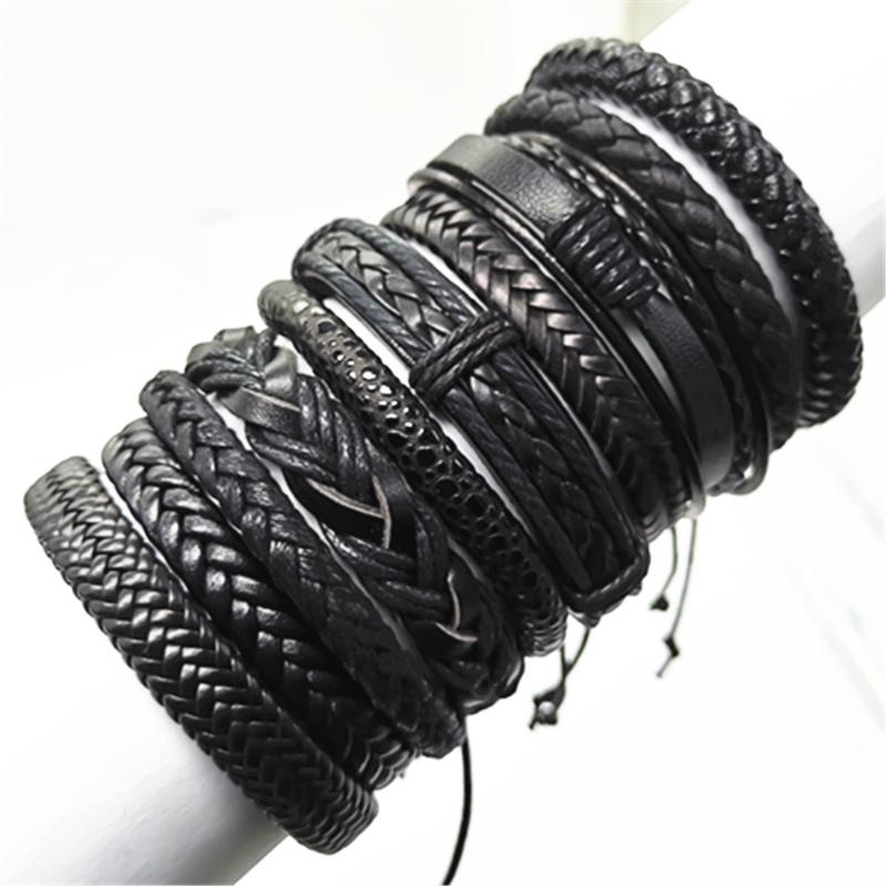 Men Black Bracelets 10pcs/set Wrap Woven Fashion Handmade Men Bracelets Women Leather Bracelet Bangle Wholesale Jewelry Gift
Men Black Bracelets 10pcs/set Wrap Woven Fashion Handmade Men Bracelets Women Leather Bracelet Bangle Wholesale Jewelry Gift