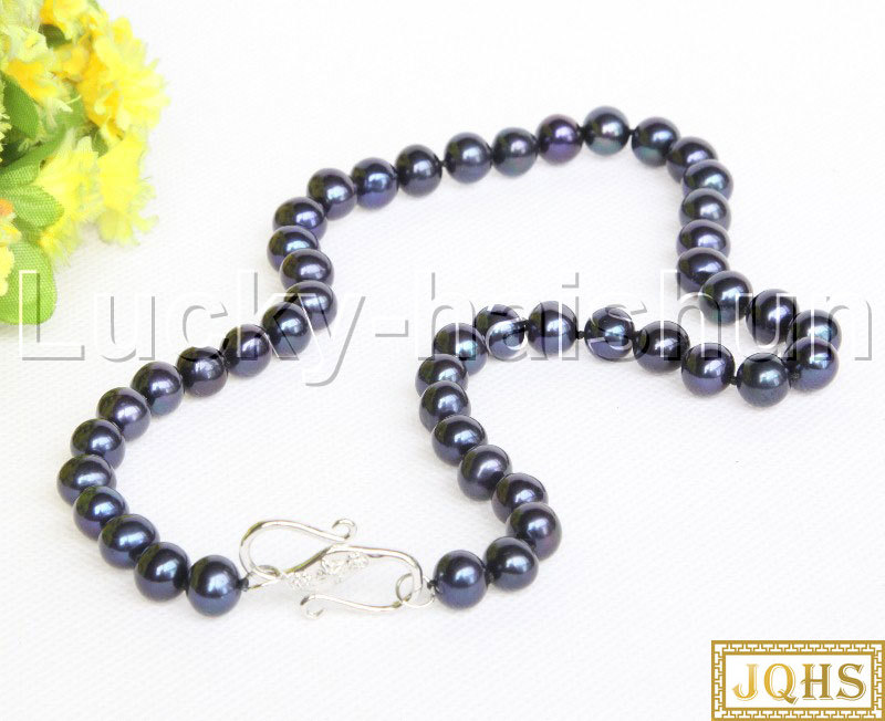 JQHS Genuine 18" 10mm round Black freshwater pearls Beaded knotted Strand necklace 18KGP clasp j12197
JQHS Genuine 18" 10mm round Black freshwater pearls Beaded knotted Strand necklace 18KGP clasp j12197