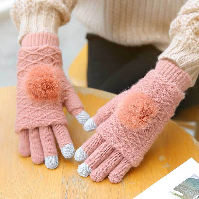 Touch Screen Gloves Women Winter Warm Double layer Separable Fingerless Gloves Female Fur Pom Poms Mittens Femme
Touch Screen Gloves Women Winter Warm Double layer Separable Fingerless Gloves Female Fur Pom Poms Mittens Femme