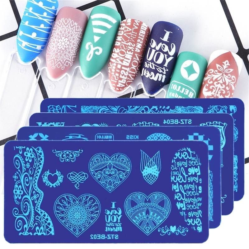 

Nail Stamp Plate Stencils Nail Art Stickers Snowflake Flower Animals Letters Owl Gel Polish Stamping Templates DIY Nail Art Manicure Tools, As picture