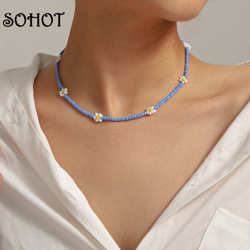 Chokers SO European Romantic Handmade Weave Colorful Tiny Bead Flower Shape Women Choker Necklace For Female Beach Jewelry Bijoux
Chokers SO European Romantic Handmade Weave Colorful Tiny Bead Flower Shape Women Choker Necklace For Female Beach Jewelry Bijoux