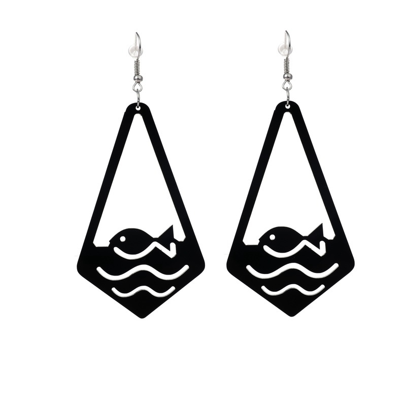 2020 Fashion New Geometric Black Fish Pendant Earrings Simple Funny Acrylic Earring for Women Party Jewelry Wholesale Oorbellen
2020 Fashion New Geometric Black Fish Pendant Earrings Simple Funny Acrylic Earring for Women Party Jewelry Wholesale Oorbellen