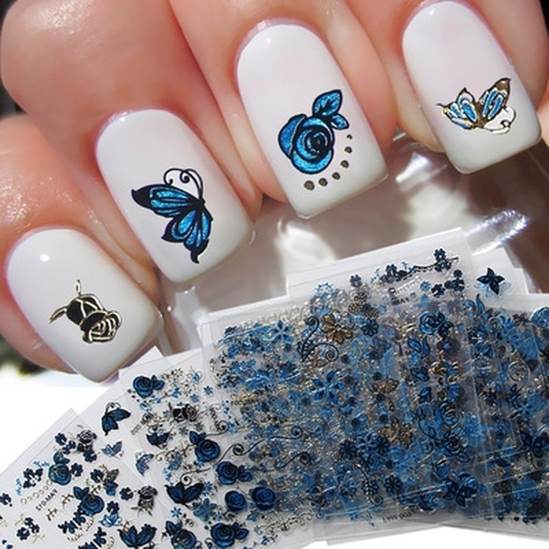 6pcs/lot Beauty Nail Art Decorations Tools Adhesive Fingernail 3D Nail Stickers Decals Butterfly Blue Rose Design (random, Blue gold
6pcs/lot Beauty Nail Art Decorations Tools Adhesive Fingernail 3D Nail Stickers Decals Butterfly Blue Rose Design (random, Blue gold