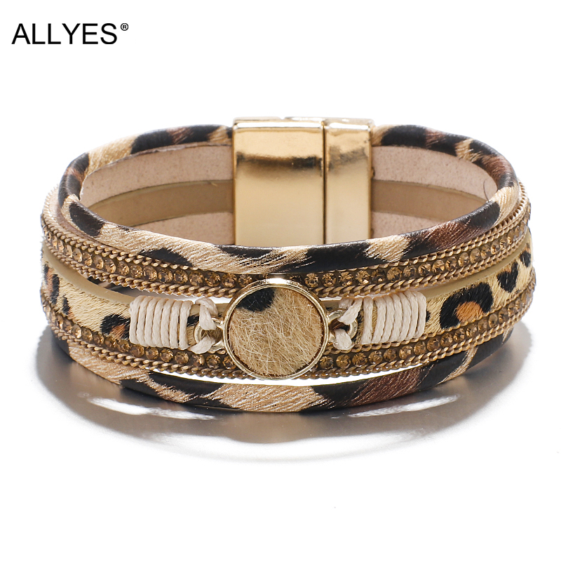 ALLYES Multilayer Leopard Leather Bracelets for Women Fashion Crystal Wide Wrap Bracelets & Bangles Bohemian Jewelry
ALLYES Multilayer Leopard Leather Bracelets for Women Fashion Crystal Wide Wrap Bracelets & Bangles Bohemian Jewelry