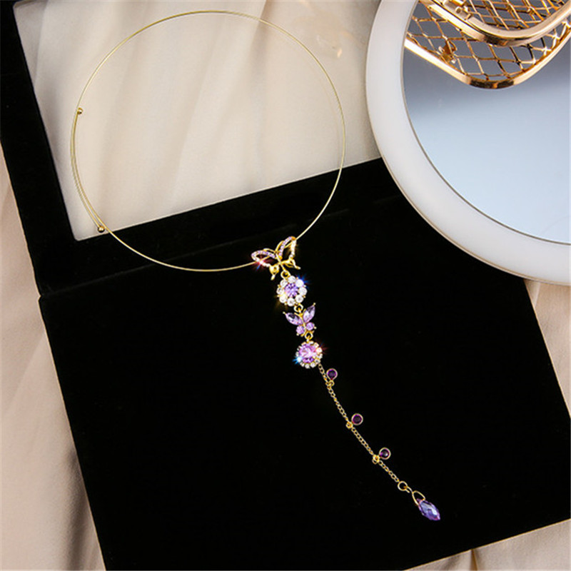 FYUAN Beautiful Butterfly Choker Necklaces for Women Long Purple Crystal Pendant Necklaces Bride Jewelry Party Gifts
FYUAN Beautiful Butterfly Choker Necklaces for Women Long Purple Crystal Pendant Necklaces Bride Jewelry Party Gifts