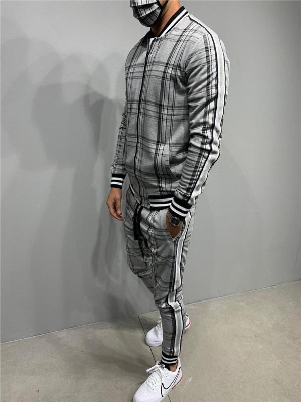 New Tracksuit Men Sportsuits Gentlemen Set Zipper Fullset jacket suit Set Long Sleeve stripe Coat Pants Gyms Casual Men Sets