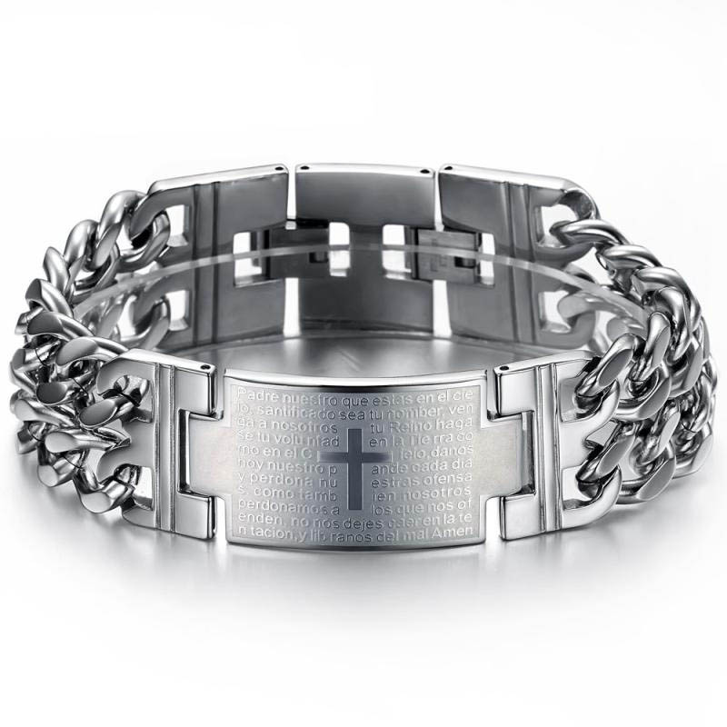Spanish Bible 's Prayer Cross Bracelet for Men Boy Stainless Steel Watch Bracelets Wristband Christian Male Jewelry
Spanish Bible 's Prayer Cross Bracelet for Men Boy Stainless Steel Watch Bracelets Wristband Christian Male Jewelry
