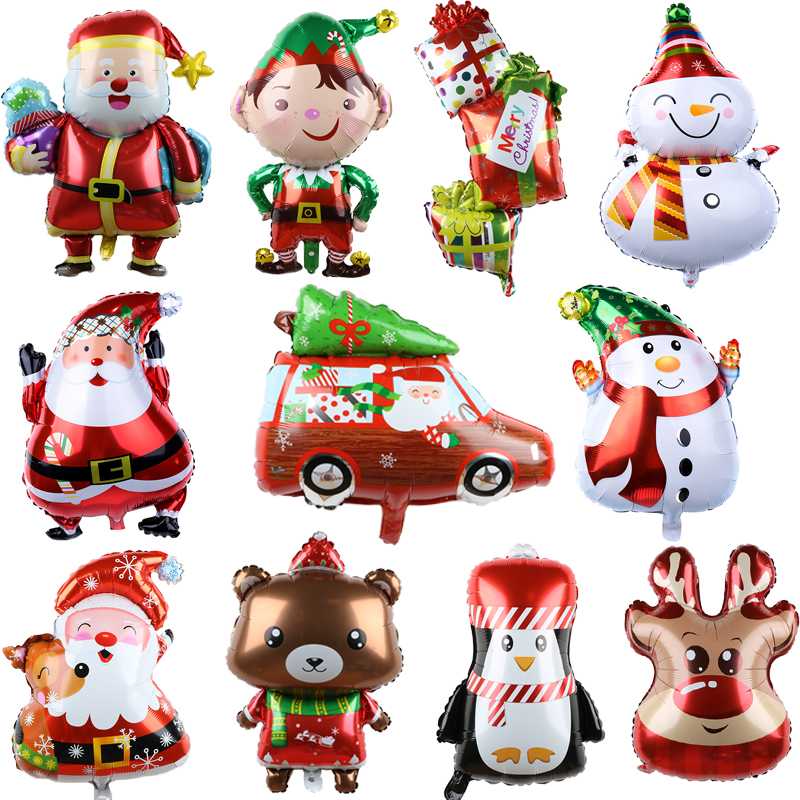 Party Decoration Happy Christmas Foil Balloons Santa Claus Snowman Tree Balloon Year 2021 Decorations Children Gift Box Ball Supplies