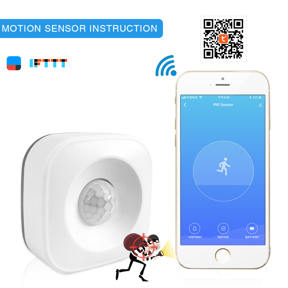 

Tuya WiFi PIR Motion Sensor Human Body Infrared Security Alarm Detector Compatible IFTTT Smart Home Automation