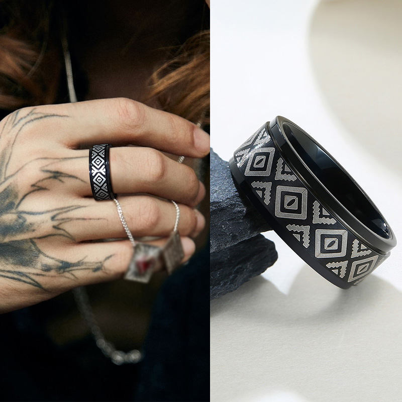 TRIBES WOVEN RUG PATTERN STAINLESS STEEL SPINNER RINGS FOR MEN WEDDING BAND JEWELRY 
TRIBES WOVEN RUG PATTERN STAINLESS STEEL SPINNER RINGS FOR MEN WEDDING BAND JEWELRY